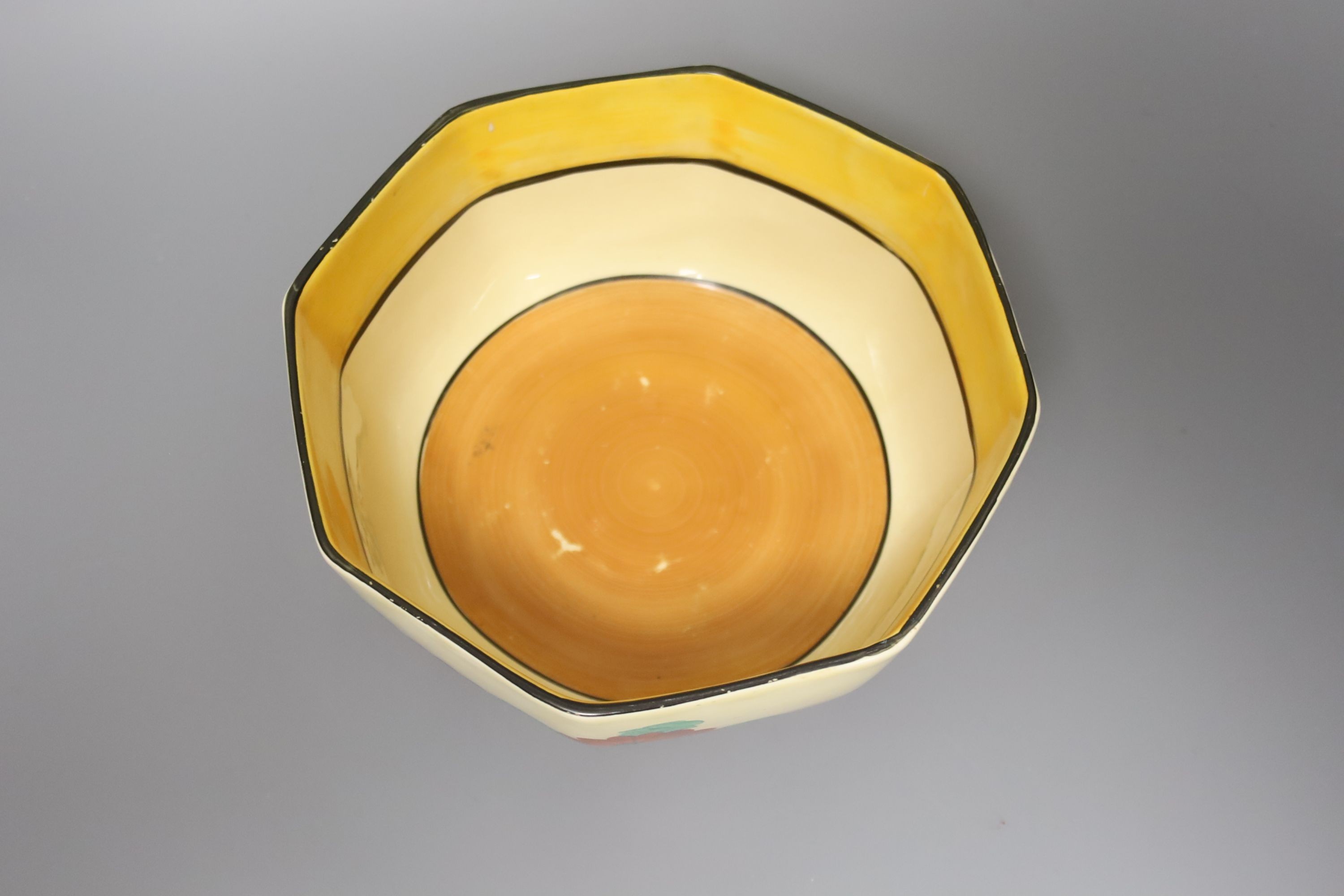 A Clarice Cliff 'gayday' pattern octagonal bowl 21cm